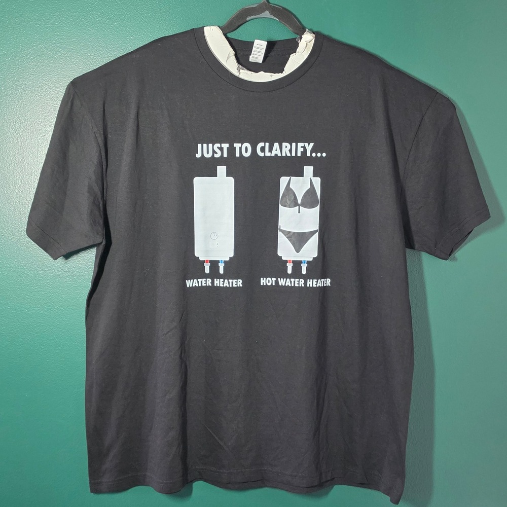 Smart Blanks Men 2XL Black Hot Water Heater Graphic Tee Funny Plumber T-Shirt